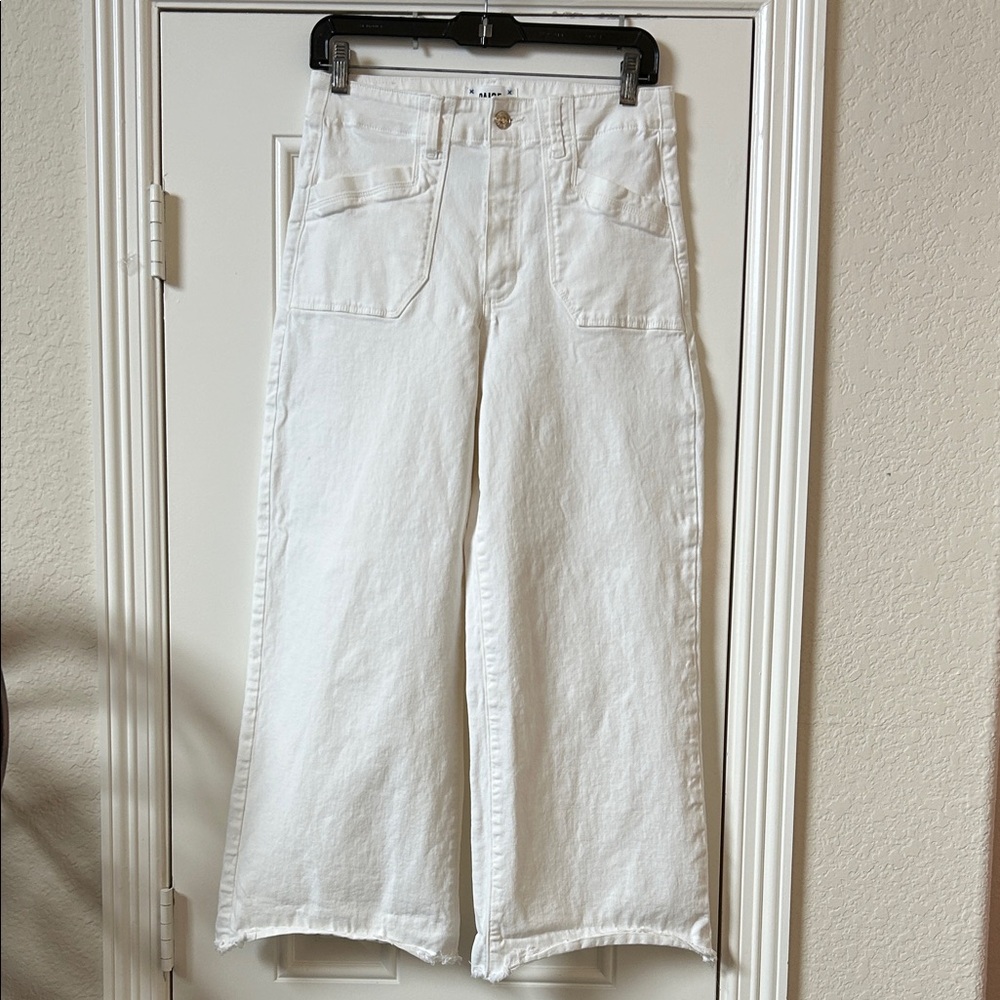 PAIGE Anessa High Rise Wide Leg Crop Utility Jeans White 28
